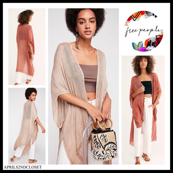 FREE PEOPLE LONG KIMONO DUSTER CARDI CAPE A2C - Picture 3 of 14